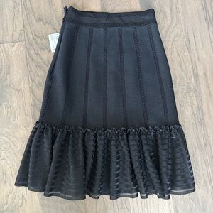 Alexander McQueen Black Trumpet Midi Skirt lace bandage s